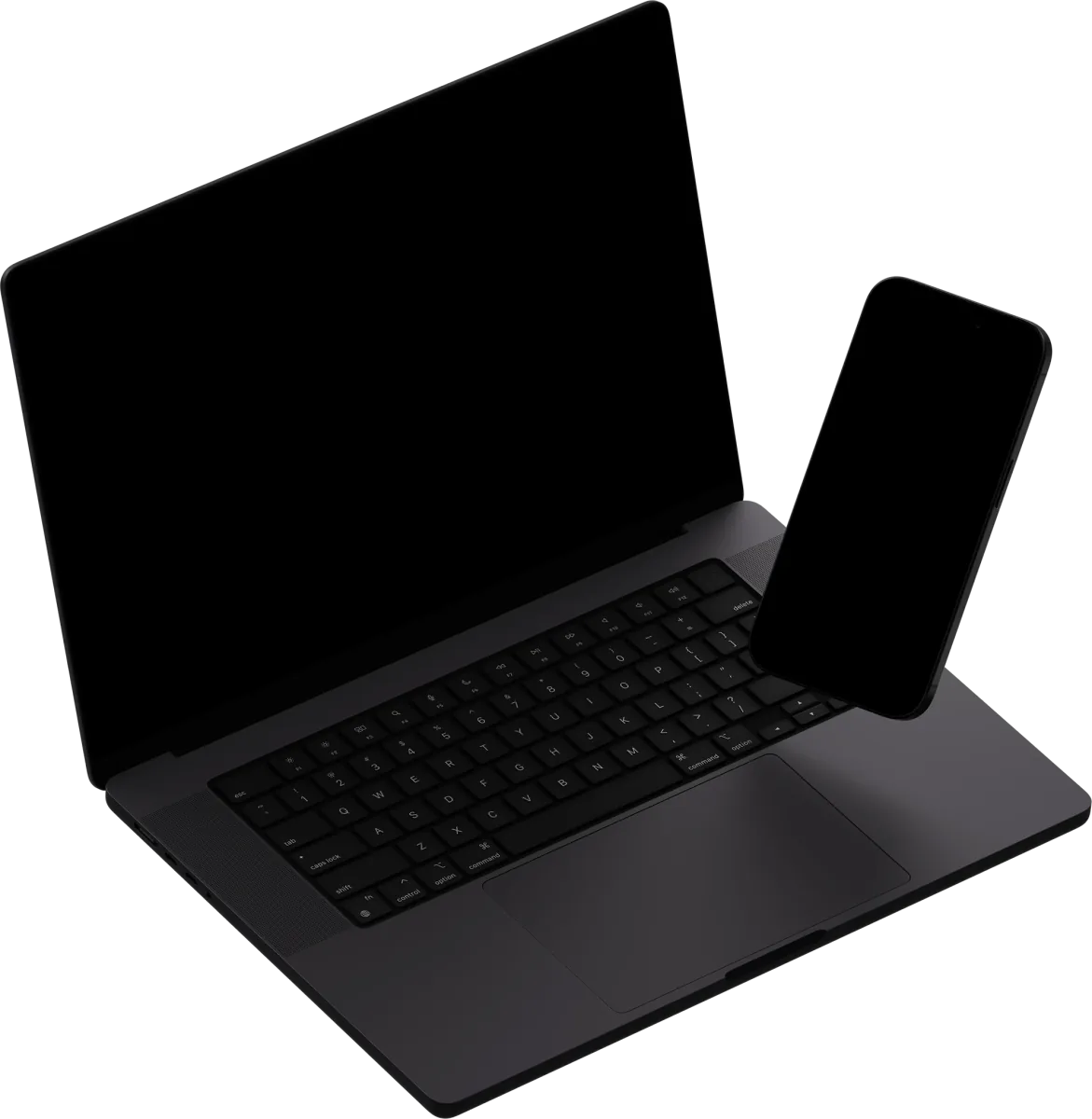 A mockup image of a Macbook and an Iphone displaying the images and video below