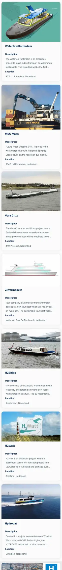 A series of widgets with boats displayed on the phone's screen